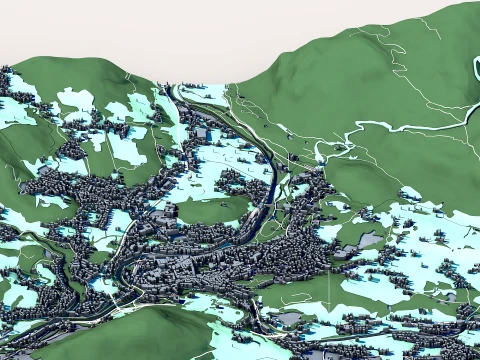 Cityscape Bad Ischl Austria Map 3D Model
