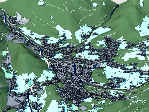 Cityscape Bad Ischl Austria Map 3D Model