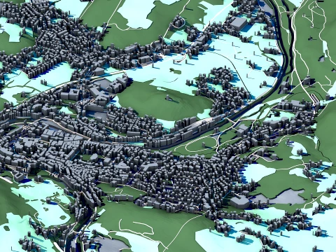 Cityscape Bad Ischl Austria Map 3D Model