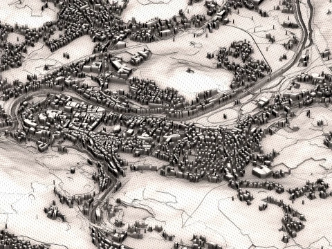Cityscape Bad Ischl Austria Map 3D Model