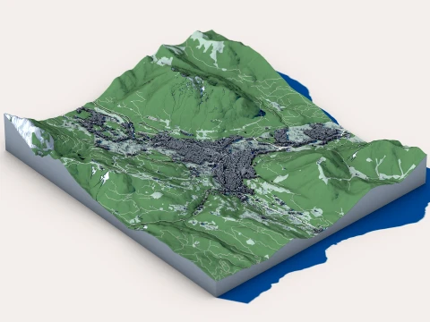 Mapa miasta Garmisch Partenkirchen, Bawaria, Niemcy Model 3D