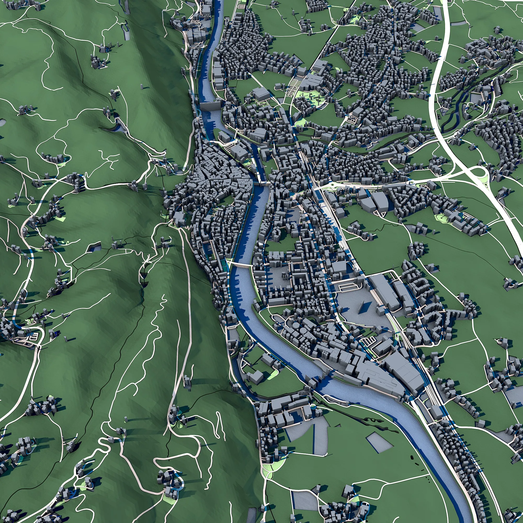 Cityscape Hallein Austria Map 3D Model .c4d .max .obj .3ds .fbx .stl .blend