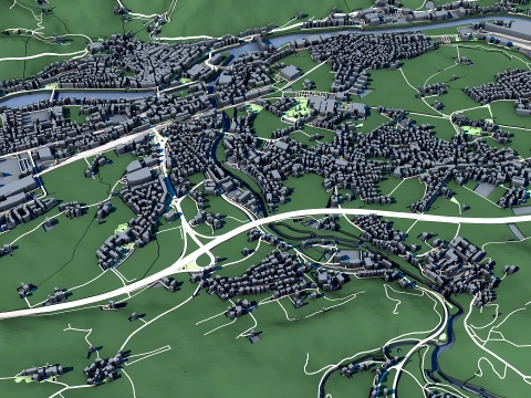 Cityscape Hallein Austria Map 3D Model