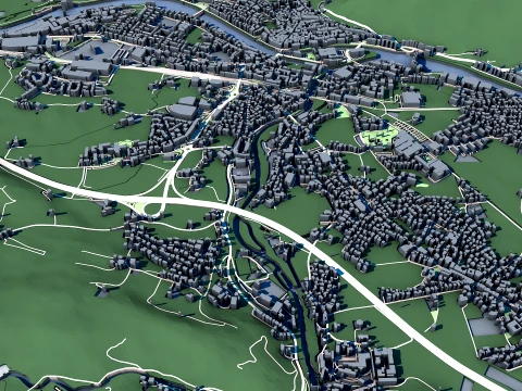 Cityscape Hallein Austria Map 3D Model