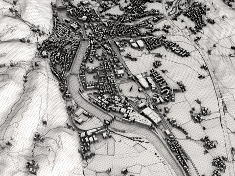 Cityscape Hallein Austria Map 3D Model
