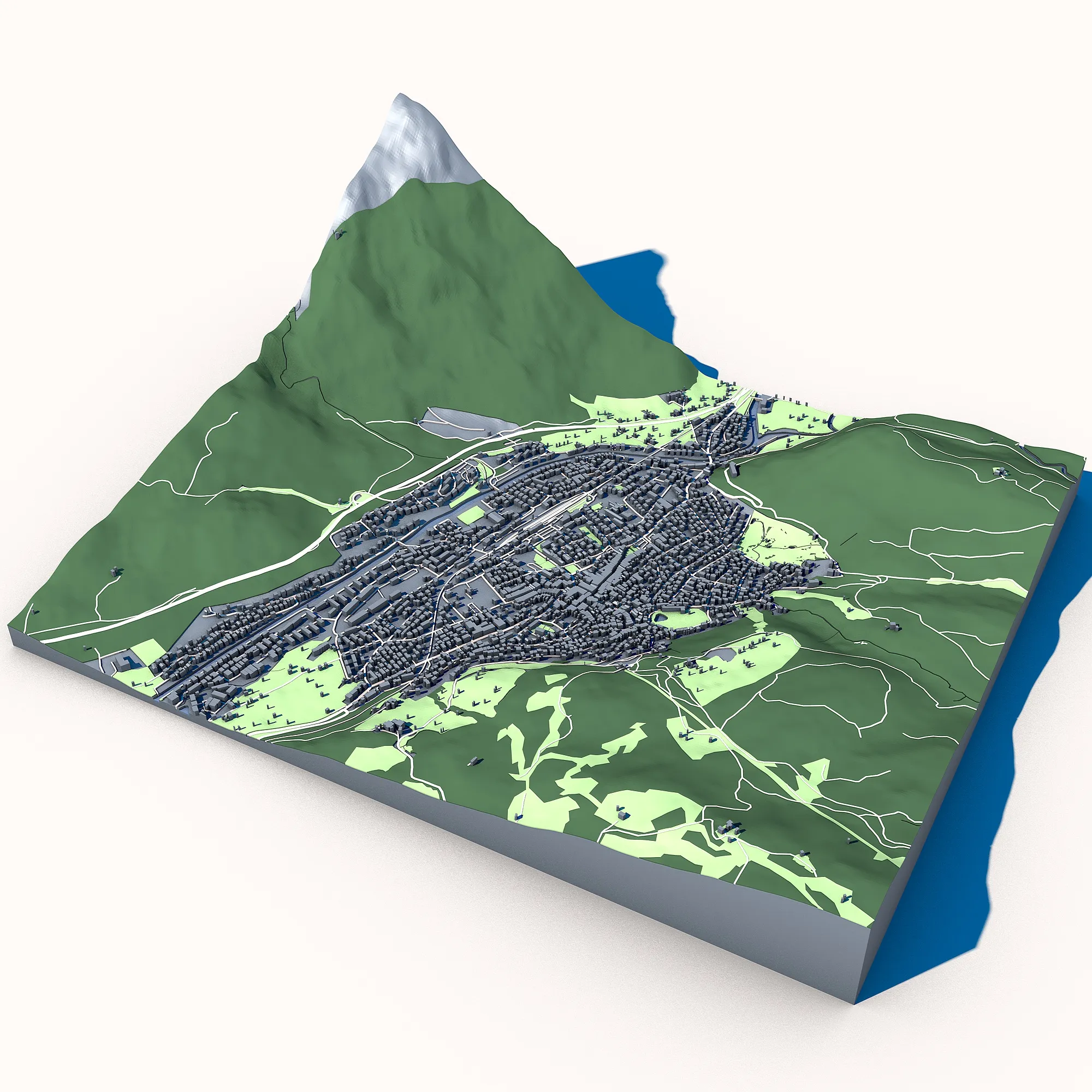 Cityscape Mittenwald Bavaria Germany Map 3D Model .c4d .max .obj .3ds .fbx .stl .blend
