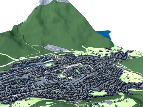 Cityscape Mittenwald Bavaria Germany Map 3D Model