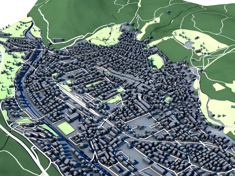 Cityscape Mittenwald Bavaria Germany Map 3D Model