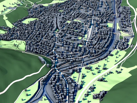 Cityscape Mittenwald Bavaria Germany Map 3D Model