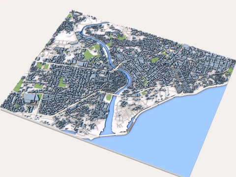 Cityscape Davao Philippine Map 3D Model