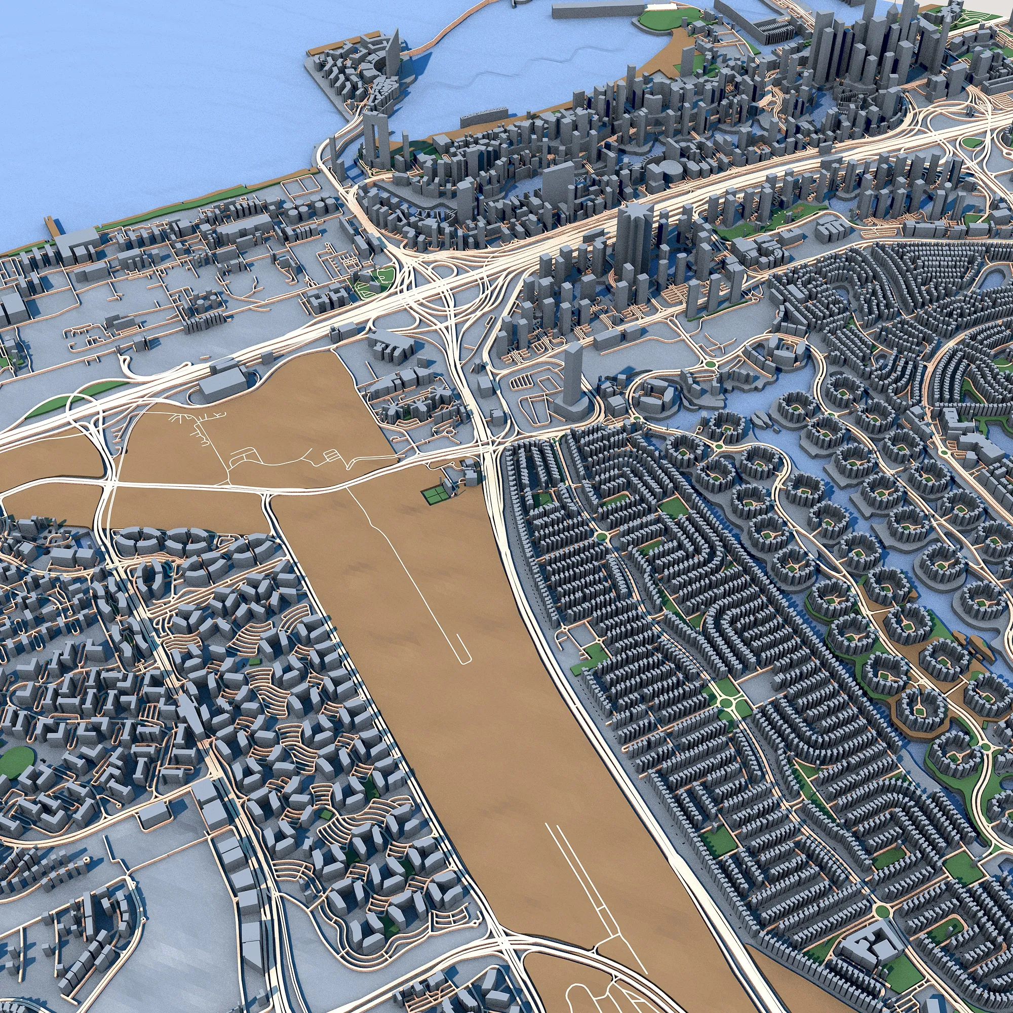 Mapa da paisagem urbana da Marina de Dubai Emirados &Aacute;rabes Unidos Modelo 3D .c4d .max .obj .3ds .fbx .stl .blend 