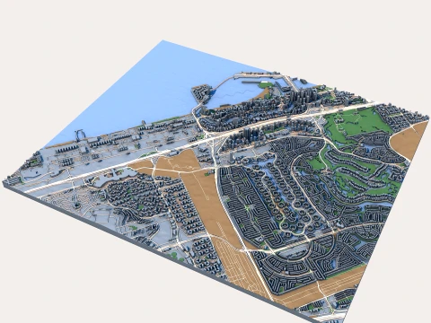 Mapa da paisagem urbana da Marina de Dubai Emirados &Aacute;rabes Unidos Modelo 3D