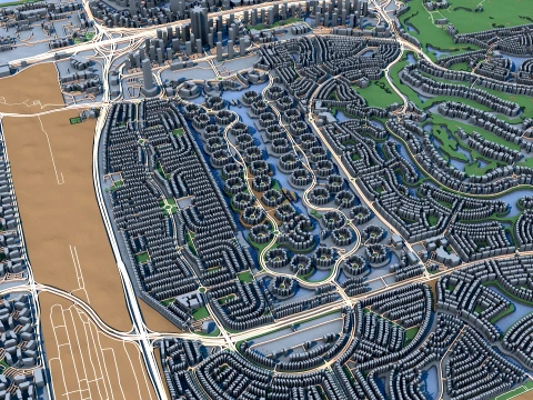 Mapa da paisagem urbana da Marina de Dubai Emirados &Aacute;rabes Unidos Modelo 3D