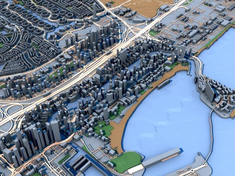 Mapa da paisagem urbana da Marina de Dubai Emirados &Aacute;rabes Unidos Modelo 3D