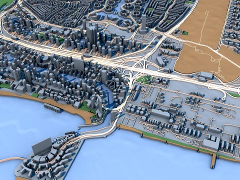 Mapa da paisagem urbana da Marina de Dubai Emirados &Aacute;rabes Unidos Modelo 3D