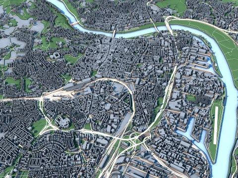 Paisaje Urbano Linz Austria Mapa Modelo 3D