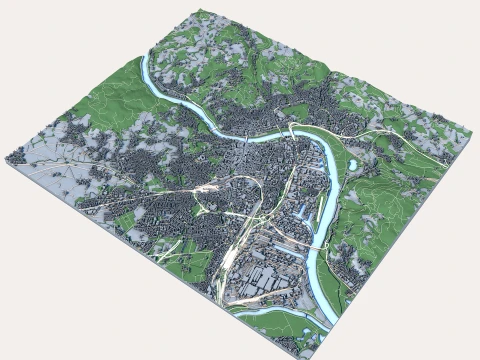 Cityscape Linz Austria Map 3D Model