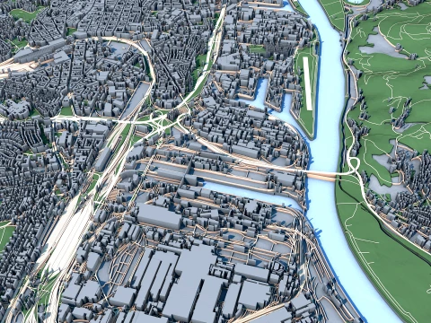 Cityscape Linz Austria Map 3D Model