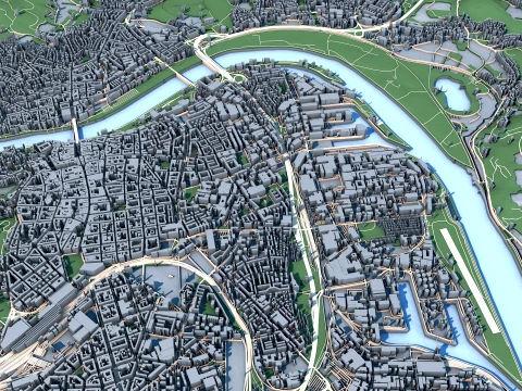 Cityscape Linz Austria Map 3D Model