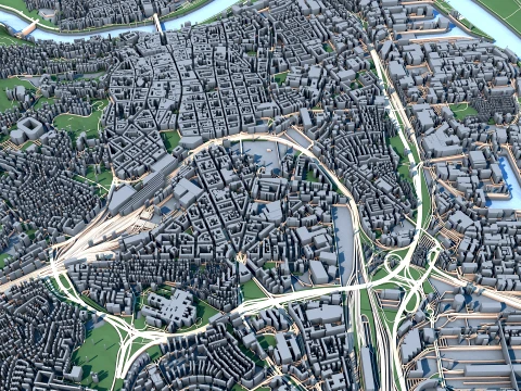 Cityscape Linz Austria Map 3D Model