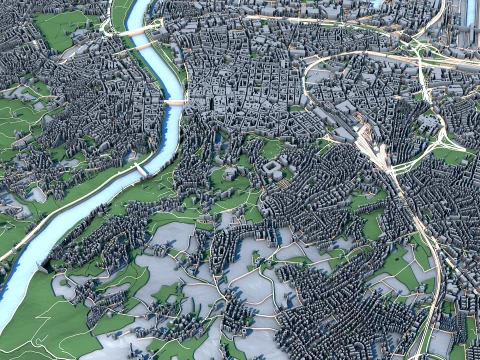 Cityscape Linz Austria Map 3D Model