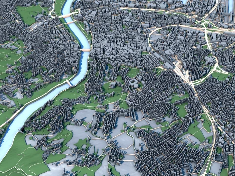 Cityscape Linz Austria Map 3D Model