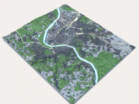 Cityscape Linz Austria Map 3D Model