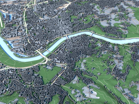 Cityscape Linz Austria Map 3D Model