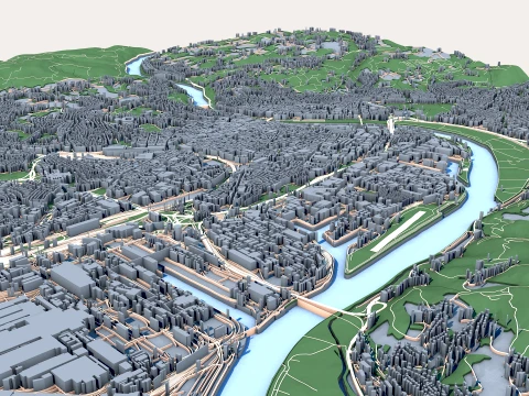 Cityscape Linz Austria Map 3D Model
