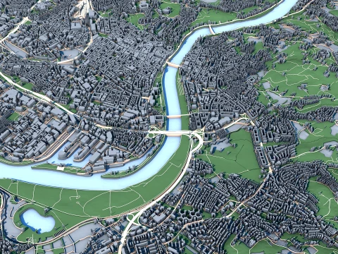 Cityscape Linz Austria Map 3D Model