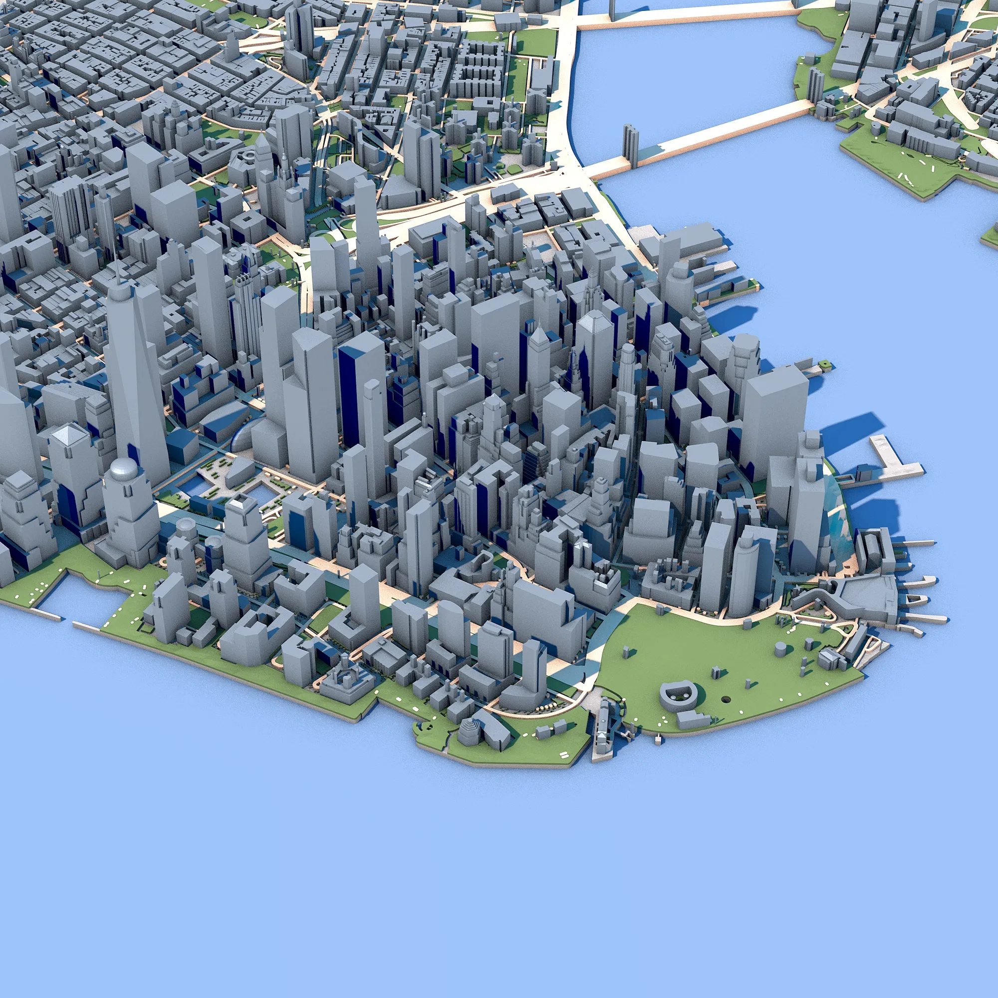 Cityscape Manhattan Island New York United States Map 3D Model .c4d .max .obj .3ds .fbx .stl .blend 