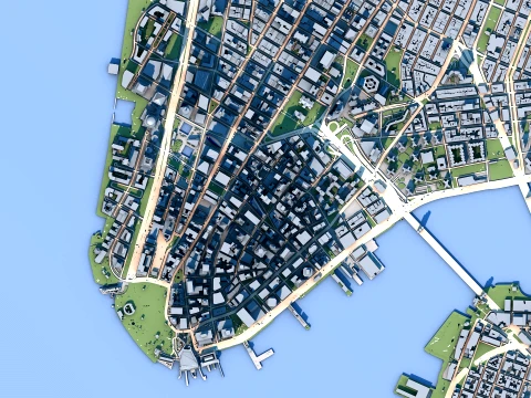 Cityscape Manhattan Island New York United States Map 3D Model