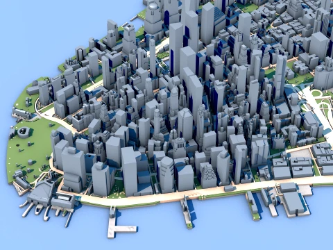 Cityscape Manhattan Island New York United States Map 3D Model