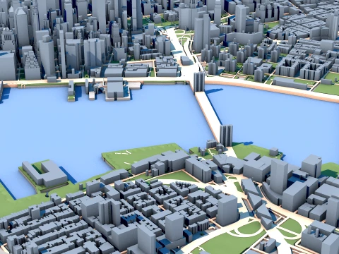 Cityscape Manhattan Island New York United States Map 3D Model