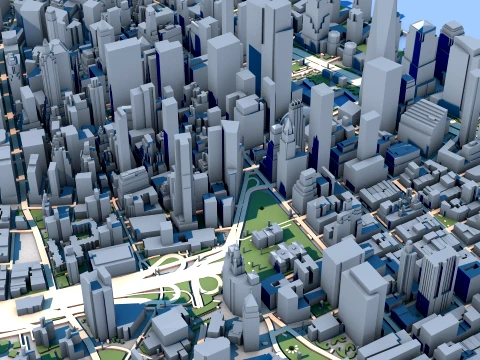 Cityscape Manhattan Island New York United States Map 3D Model