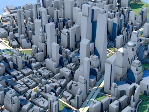 Cityscape Manhattan Island New York United States Map 3D Model