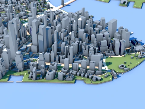 Cityscape Manhattan Island New York United States Map 3D Model