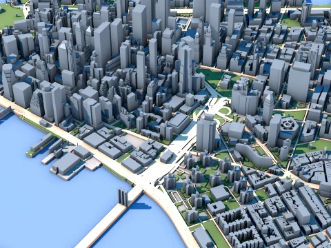 Cityscape Manhattan Island New York United States Map 3D Model