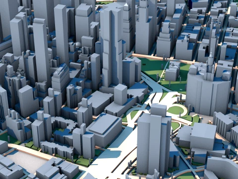 Cityscape Manhattan Island New York United States Map 3D Model