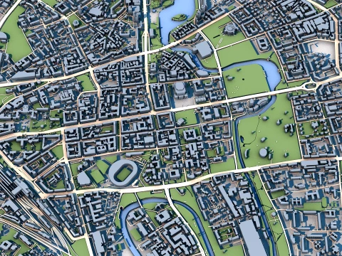 Carte du paysage urbain de Minks en Bi&eacute;lorussie Modèle 3D