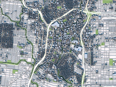 Cityscape San Antonio Bexar County Texas United States Map 3D Model