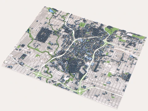 Cityscape San Antonio Bexar County Texas United States Map 3D Model