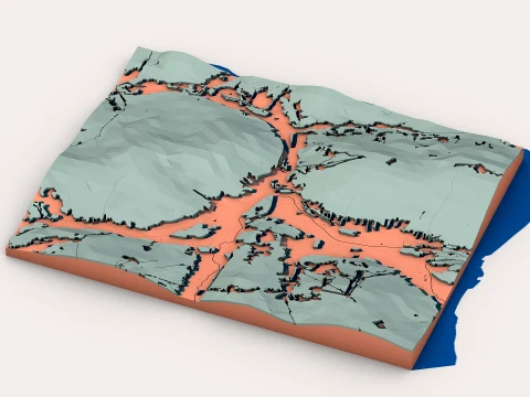 Low Poly Mountain Landscape Terrain 3D Model
