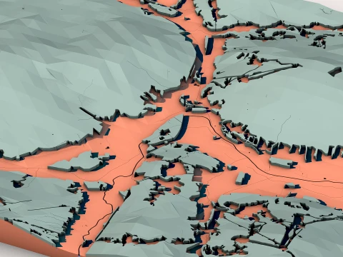Low Poly Mountain Landscape Terrain 3D Model