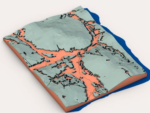 Low Poly Mountain Landscape Terrain 3D Model