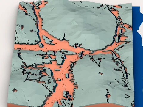 Low Poly Mountain Landscape Terrain 3D Model