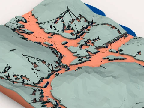 Low Poly Mountain Landscape Terrain 3D Model