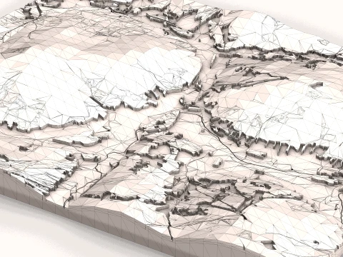 Low Poly Mountain Landscape Terrain 3D Model