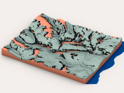 Stylized Low Poly Valley Landscape 3D Model