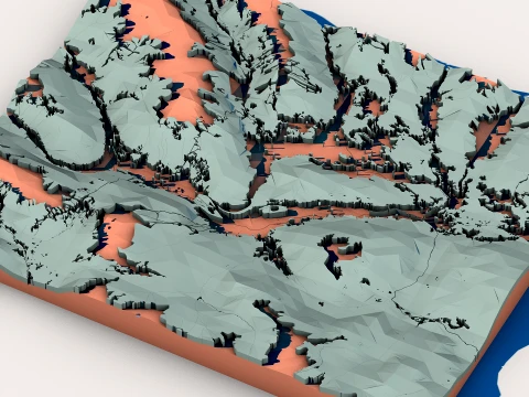 Stylized Low Poly Valley Landscape 3D Model